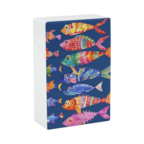 Zigarettenetui Batik Art Style Zigarettenetuis Halter 20 Kapazität Snap-In Spring Design Einhand Flip-Top Kunststoff Reise Zigaretten Box für Männer Frauen Geschenk von HJUQNGF