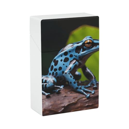 Zigarettenetui Dart Frog Blau Zigarettenetuis Halter 20 Kapazität Snap-In Spring Design Einhand Flip-Top Kunststoff Reise Zigaretten Box für Männer Frauen Geschenk von HJUQNGF