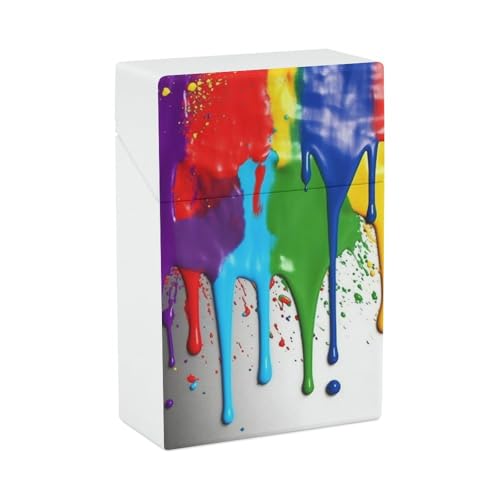 Zigarettenetui Farbspritzer Hintergrund Zigarettenetuis Halter 20 Kapazität Snap-In Spring Design Einhand Flip-Top Kunststoff Reise Zigaretten Box für Männer Frauen Geschenk von HJUQNGF