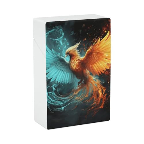 Zigarettenetui Feuer und Wasser Phönix Zigarettenetuis Halter 20 Kapazität Snap-In Spring Design Einhand Flip-Top Kunststoff Reise Zigaretten Box für Männer Frauen Geschenk von HJUQNGF