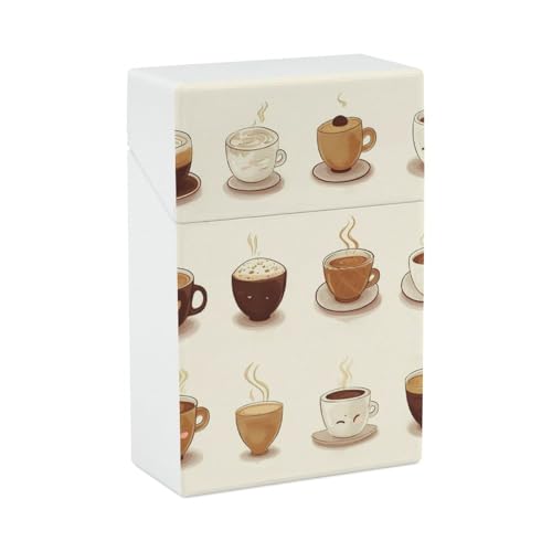 Zigarettenetui Kaffeesammlung Zigarettenetuis Halter 20 Kapazität Snap-In Spring Design Einhand Flip-Top Kunststoff Reise Zigaretten Box für Männer Frauen Geschenk von HJUQNGF