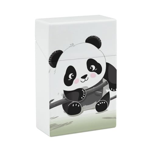 Zigarettenetui Niedliche Pandas Zigarettenetuis Halter 20 Kapazität Snap-In Spring Design Einhand Flip-Top Kunststoff Reise Zigaretten Box für Männer Frauen Geschenk von HJUQNGF