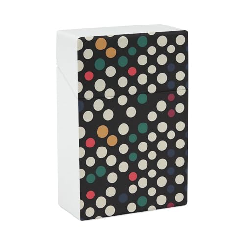 Zigarettenetui Polka Dot Zigarettenetuis Halter 20 Kapazität Snap-In Spring Design Einhand Flip-Top Kunststoff Reise Zigaretten Box für Männer Frauen Geschenk von HJUQNGF