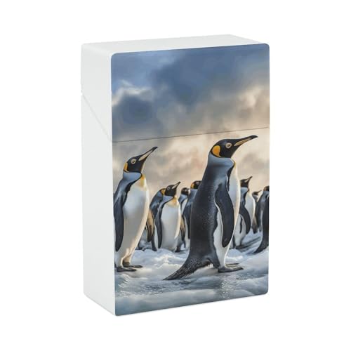 Zigarettenetui Sea Penguin Zigarettenetuis Halter 20 Kapazität Snap-In Spring Design Einhand Flip-Top Kunststoff Reise Zigaretten Box für Männer/Frauen Geschenk von HJUQNGF