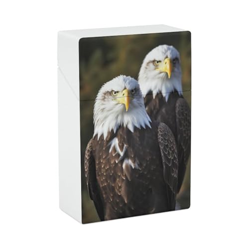 Zigarettenetui Weißkopf Adler Zigarettenetuis Halter 20 Kapazität Snap-In Spring Design Einhand Flip-Top Kunststoff Reise Zigaretten Box für Männer Frauen Geschenk von HJUQNGF
