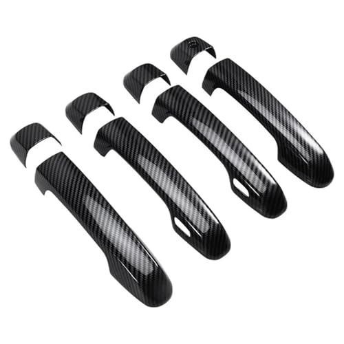 HJWPD 8 STÜCKE Auto Außentürgriffe Abdeckung Schutzdekor Für Toyota Für 4Runner 2010-2024 Schwarz Carbonfaser Farbe Teil Türgriffe von HJWPD