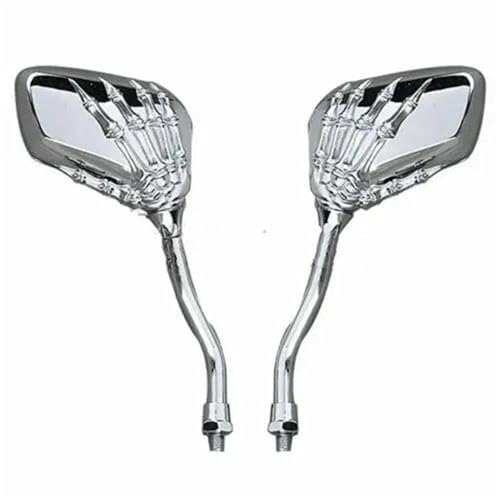 HJWPD Motorrad Rückspiegel Schädel Handspiegel Für Kawasaki Für Vulcan VN 700 750 800 900 1500 1600 1700 2000 Straßen Teile(Silver) von HJWPD