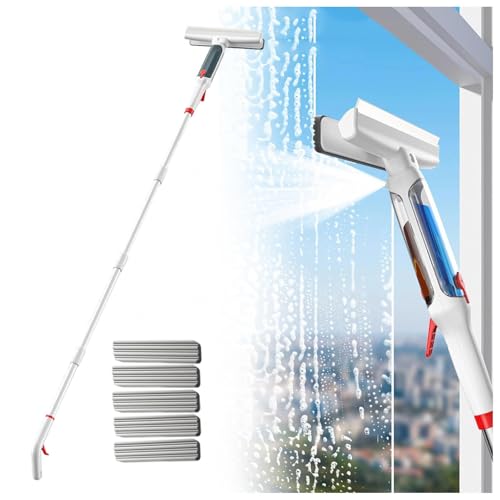 4 in 1 Sprüh Fensterputzer Set mit 41-190 cm 4-teiligem Verlängerungsstange Scheibenabzieher mit Abwassersammler und 5 Pads, für Innen-/Außenfenster,Autoglas 4 in 1 Sprüh Fensterputzer Set mit 41-190 cm 4-teiligem Verlängerungsstange Scheibenabzieher mit Abwassersammler und 5 Pads, für Innen-/Außenfenster,Autoglas von HJXBD888