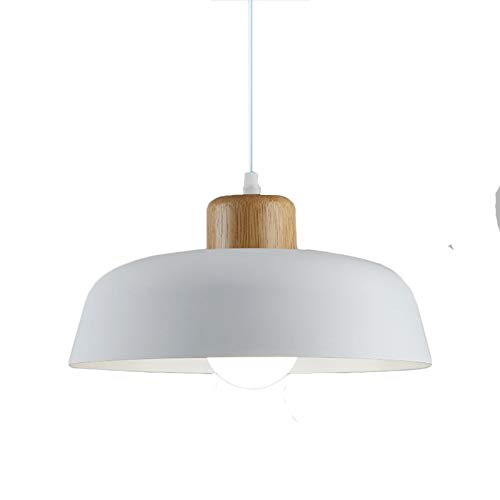 HJXDtech Nordic Modern Einfache Metall Pendelleuchte E27 Holz Lampenfassung 30cm pendellampe Hängelampe Lebendige Farbe Für Küche Schlafzimmer Lounge (Bianca) von HJXDtech