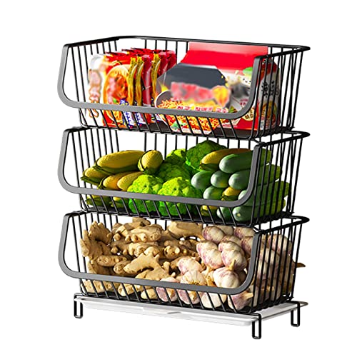 2-Stufiger Stapelbarer Obstkorb Gemüse Aufbewahrung, Dekorative Drahtkorb Aus Metall Aufbewahrung Arbeitsplatte Organizer for Snacks, Haushalts Gegenstände,Obst- Und Gemüseregal Auf Der Arbeitsplatte von HJXGQJM