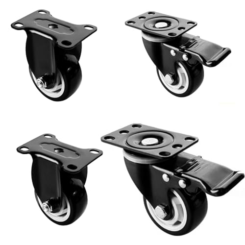 4 Stück Transportrollen Im Set 75 Mm, Rollen Mit Bremse, Doppelt Kugelgelagerte Transportrollen Lenkbar, Rollen für Palettenmöbel (4er Set 75mm) (Size : 3in(2 Brake+2 fixed)) von HJXGQJM
