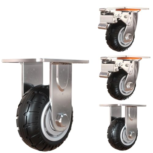 50 Mm Lenkrollen, Schwerlastrollen Mit 300 Kg Last, Möbelrollen Doppel-Verriegelung Mit 360-Grad-Rotation, 2 X Lenkrollen Mit Bremse + 2 X Richtungsrollen, Doppelrollen für Innen Und Außen ( Size : 5i von HJXGQJM
