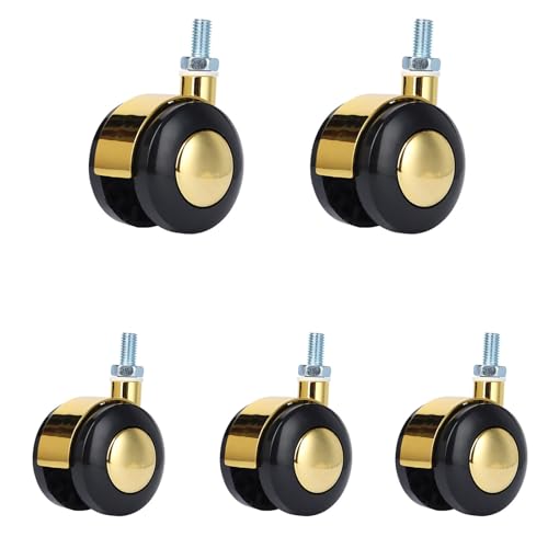 5er Set Bürostuhl Rollen Im, Hartboden Rollen, Rollerblade Style Nylon Ersatz Räder, Leicht Gleitende Bürostuhlrollen, für Die Meisten Drehstuhlrahmen Schwarz (Size : 2in Threaded Gold (5 pcs)) von HJXGQJM