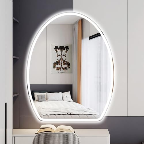 HJXGQJM Wandspiegel Schminkspiegel mit Beleuchtung für Badezimmer, Badezimmerspiegel mit Touch-Schalter Funktion, mit dimmbar, Badezimmerspiegel mit Hintergrundbeleuchtung oval, 40 x 60 cm (Size : 40 von HJXGQJM