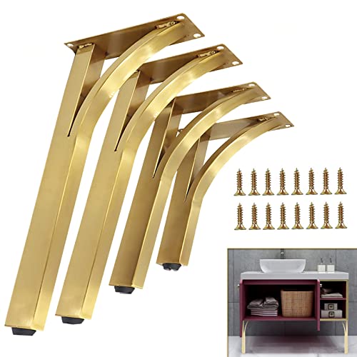 Möbelfüße Aus Edelstahl,Couchtisch Füße, Metallfüße Sofafuß Schrankfüße, Mit Schrauben, Einfache Installation, Metall Tischzubehör DIY, Verstellbar Möbelfuß, Golden 4 Stück 20cm 25cm 30cm Möbelfüße ( von HJXGQJM