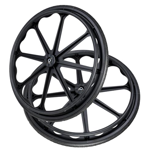 Rollstuhlrad Vollreifen Zubehör, Rollstuhl-Hinterräder-Zubehör Mit Lagern Und Stützrad, 2 Stück Solide Polyurethan-Räder Mit Schiebering, für Gehhilfen, Behinderte, Ersatzrad ( Color : Noir , Size : 2 von HJXGQJM