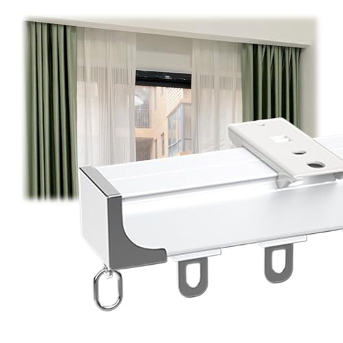 Schweres Aluminium Vorhangschienensystem, Deckenvorhangschiene Mit Stummen Rollen, Vorhang Raumteiler, Für Das Haus Schlafzimmer Fenster Bad Büro Raumteiler (Color : White, Size : 3m/9.8ft) von HJXGQJM