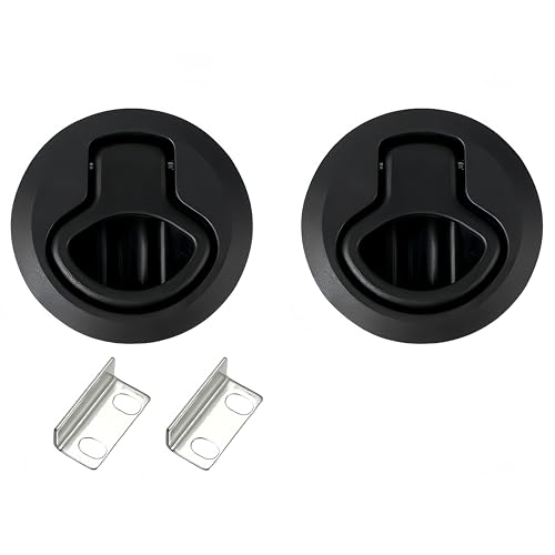 HJYDGJ 2 Stück Hatch Fallenschloss Boot Flush Pull Latch Schwarz Flush Pull Hatch Slam Latch Deck Hatch Hatch Latch Lock Edelstahl Flachtürverschluss Pull Lock für Schiffen von HJYDGJ