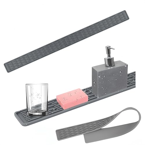 HJYDGJ 2 Stücke Spülmatte Abtropfmatte Schmal Abtropfmatte Wasserhahnmatte Abtropfmatte Spüle Abtropfmatte Geschirr Abtropfmatte Silikon Spülmatte Abtropfmatte von HJYDGJ