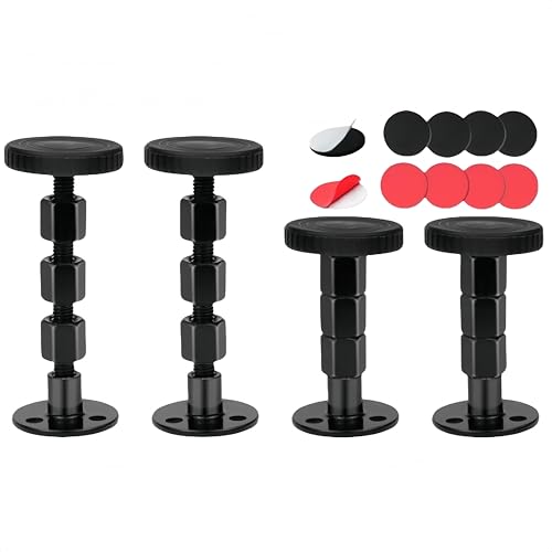 HJYDGJ 4 Stück Schwarz Anti Shake Bettrahmen Verstellbares Kopfteil Stopper Tandshalter Verstellbar Metall Bettrückwand Schutz Bettstütze Mittelbalken Für Betten Adjustable Bett Abstandhalter Wand von HJYDGJ