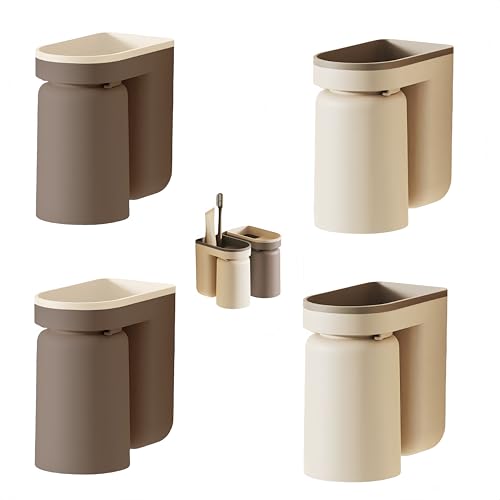 HJYDGJ 4 Stück Zahnbürstenhalter Wand zahnputzbecherhalter ohne Bohren Wand Bad zahnbürsten Halter Elektrische Zahnbürstenhalter Wand zahnbürstenhalter selbstklebend - Braun*2+Beige*2 von HJYDGJ