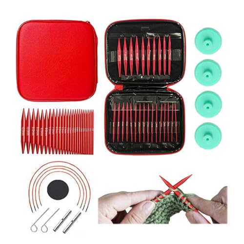 HJYDGJ Abnehmbare kreisförmige austauschbare Stricknadeln Rundstricknadeln Stricknadeln Set 40.5cm-60.5cm-80.5cm-100.5cm Stricknadel-Set für Stricknadeln Anfänger Set handgefertigtes DIY Stricken von HJYDGJ