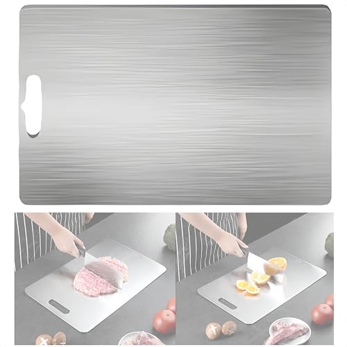 HJYDGJ Edelstahl Titan Schneidebrett Doppelseitiges Metall Schneidebrett Titanium Cutting Board für Fleisch Obst Erstklassige Titan-Schneidebretter Stainless Steel Cutting Board leicht reinigen HJYDGJ Edelstahl Titan Schneidebrett Doppelseitiges Metall Schneidebrett Titanium Cutting Board für Fleisch Obst Erstklassige Titan-Schneidebretter Stainless Steel Cutting Board leicht reinigen von HJYDGJ