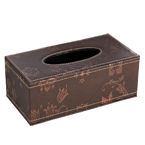 HJYDGJ Multifunktionale Taschentuchbox PU-Leder Moderner Kosmetiktücher Box Halter Taschentuch Boxen Kosmetikbox Kosmetiktücherboxen Box Für Kosmetiktücher Taschentücher Spender-Groß Braun von HJYDGJ
