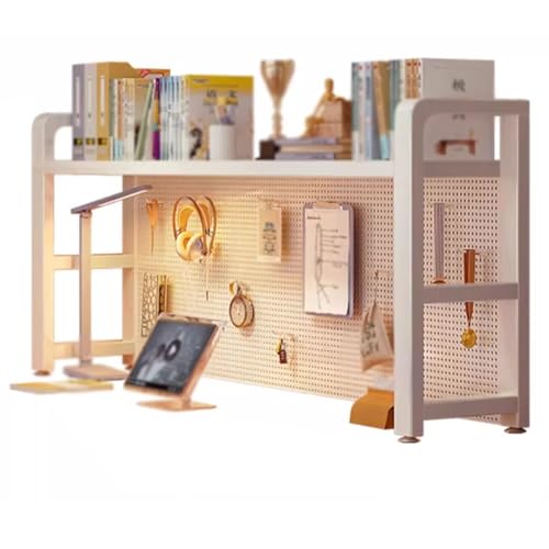 HJYDMQS Multifunctional Desktop Organiser Shelf, Metallisches Kohlenstoffstahlmaterial Computer Desktop Bookcase, Geeignet FüR Zuhause, BüRo(Size:(Single Layer) 55 cm,Color:weiß) von HJYDMQS