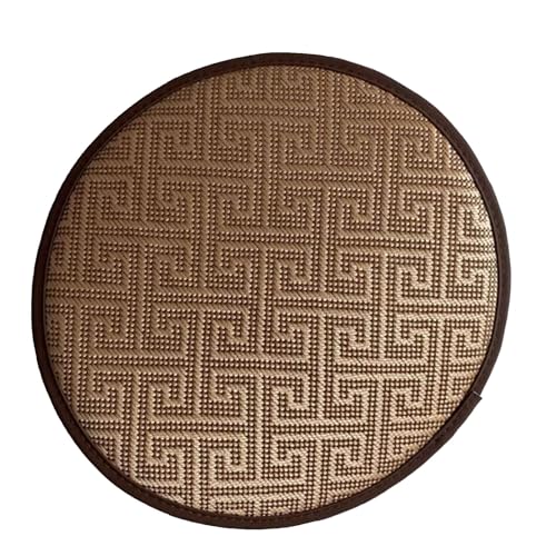 HJYDMQS Rundes Sitzkissen Aus Bambus Und Rattan - Extra Dickes Sitzkissen Mit Rutschfester Unterseite Und - Und AußEnbereich Geeignet(Size:50cm,Color:Hyper-Shaped Pattern mat) von HJYDMQS