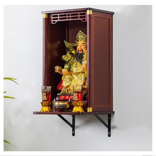 HJYDMQS Wandmontage Altartisch Aus Holz Im Chinesischen Stil, Buddha Schrein Altar Meditationstisch, Puja-Tisch Mit Mehreren Ebenen Und Stauraum(Size:Walnut（30x5x52cm）) von HJYDMQS