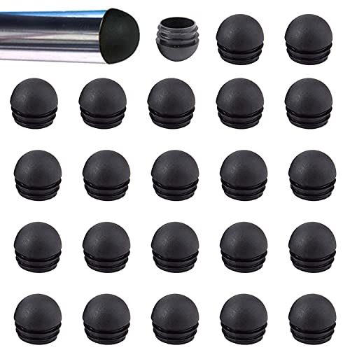 HJYZY 19mm Lamellenstopfen mit Kugelkopf Schwarz für Runde Rohre Tischstuhl Regal Insert Finishing Plug 50 Stück von HJYZY