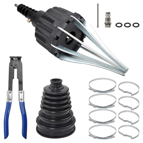 Achsmanschetten Spreizer Druckluft Achsmanschettenspreizer Manschetten Spreizer Montage Werkzeug Montagekegel 20-120 mm mit Universal Faltenbalg Achsmanschette & Klemmschelle Satz Schwarz von HJZ