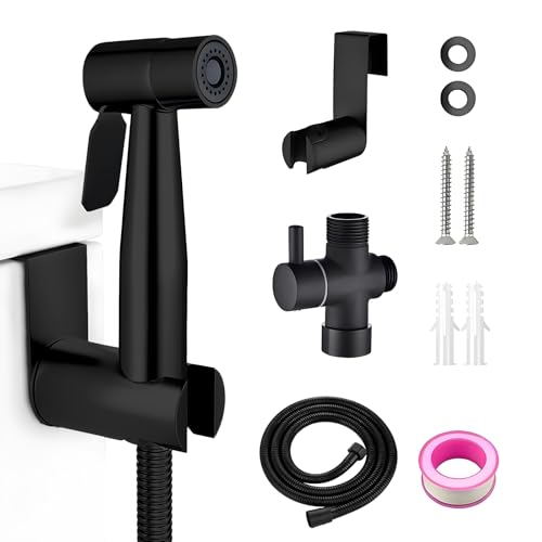 Bidet Handbrause Set, Premium Edelstahl Bidet Handbrause, Bidet Sprayer für Dusche Badezimmer Hygiene Toilettenpapier Windelreinigung, mit G1/2" Ventil und T-Ventil Adapte von HJZ