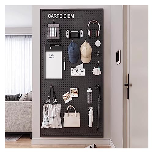 HJZALMI Lochblech Aus Metal, Kombi-Wand Organizer-Kit, DIY Memo Board-Aufbewahrung, Metall Stecktafel Werkzeug Organisationspanele Für Zuhause Küche Garage (Farbe : Schwarz, Größe : 120x60cm) von HJZALMI