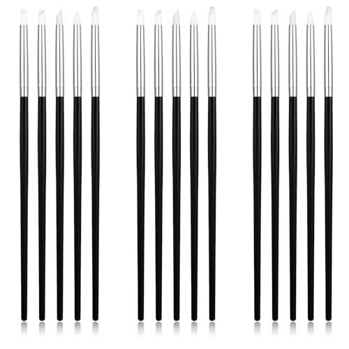 HJZHII 15 Stück Silikonpinsel Modellierpinsel Set, Modellierwerkzeug Ton Werkzeug Silikon Stift Shaper Clay Shaper Dotting Tool Pinsel Doppelkopf Modelier für Modellierung Keramik Skulptur Malerei von HJZHII