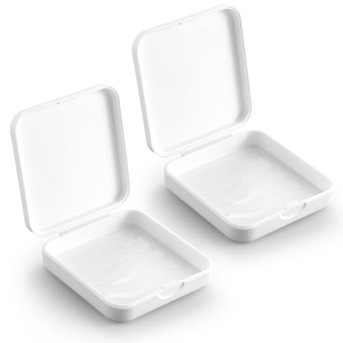 HJZHII 2 Stück Retainer Cleaner, Zahnschiene Box, Zahnspangenbox Zahnspangendose Zahnschiene Box Retainer Etui Zahnprothesenbox Mundschutz Schmales Zahnspangen Für Biss Knirschschienen(Weiß) von HJZHII