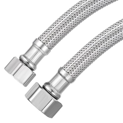 HJZHII 300 mm Flexschlauch Edelstahlmantel Wasserschläuche, Innenspirale 2 cm und 1,7 cm an beiden Enden Überwurfmutter DVGW Zertifiziert Trinkwasser Geeignet Flexibler Panzerschlauch von HJZHII