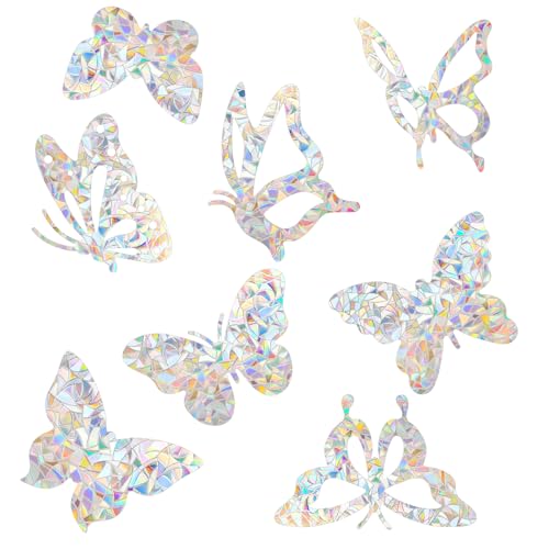 HJZHII 32 Stück Prisma Fensteraufkleber für Vogelschläge, Regenbogen Fenster Sticker, Dass Vögel in Fenster Fliegen Kolibri-Kreis-Stil, Suncatcher Sticker kein Kleber, leicht zu entfernen HJZHII 32 Stück Prisma Fensteraufkleber für Vogelschläge, Regenbogen Fenster Sticker, Dass Vögel in Fenster Fliegen Kolibri-Kreis-Stil, Suncatcher Sticker kein Kleber, leicht zu entfernen von HJZHII