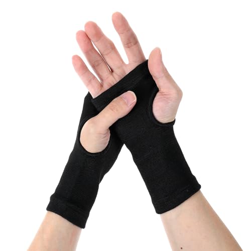 HJZHII 4 Stück Handgelenk Bandagen,2 Paar Elastizität Handgelenkbandage,Handgelenkstütze Handbandage Handgelenk Bandagen Gym Fitness Kompression Handgelenkschoner für Bodybuilding Sport (Schwarz) von HJZHII