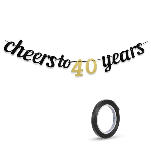 HJZHII 40 Geburtstag Deko,Deko 40 Geburtstag Mann Frau,Cheers To 40 Years Girlande 40 Männer Frauen Banner Geburtstagsdeko Glitzerbanner Zum 40 Dekoration HJZHII 40 Geburtstag Deko,Deko 40 Geburtstag Mann Frau,Cheers To 40 Years Girlande 40 Männer Frauen Banner Geburtstagsdeko Glitzerbanner Zum 40 Dekoration von HJZHII