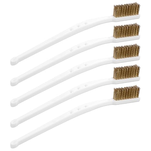 HJZHII 5 Stück Messingbürste, Grillbürste Messing Kleine Messingbürste 3D Drucker Reinigung Set, Messing Drahtbürste mit Kunststoffgriffe für Schmuck Reiniger Schmutz Schweißen Schlacken Rost von HJZHII