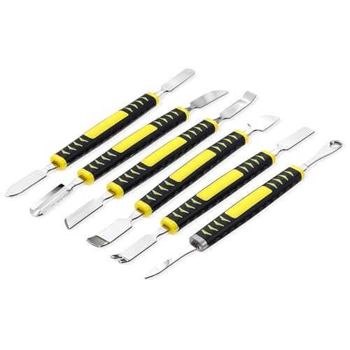HJZHII 6 Stück Elektronik Spudger Set,Reparaturwerkzeug Spudger Öffnungswerkzeug Metall Brechstange Doppelkopf Demontage Werkzeug für Tablets Laptop Handy Elektronikgerät von HJZHII