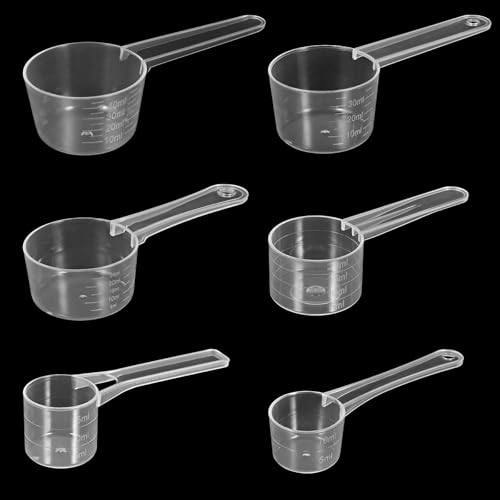 HJZHII 6 Stück Messlöffel Gramm Set,5g 7.5g 10g 15g 20g Scoop Dosierlöffel,Waschmittel Dosierhilfe Waschpulver Dosierer Kunststoff Transparent Measuring Spoons für Milchpulver Proteinpulver Messbecher von HJZHII