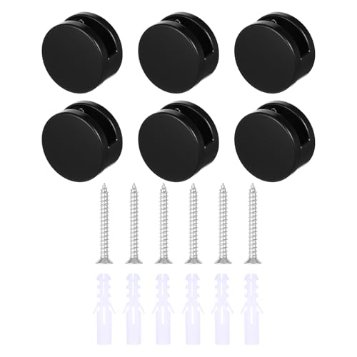 HJZHII 6 Stück Rahmenlose Spiegelhalterung, 3–5 Mm Spiegelhalterung Wand Mit Metallschrauben Spiegelhalter Spiegel Halterung Spiegelhalter Hardware Kit Für Dickes Glas Schwarz von HJZHII