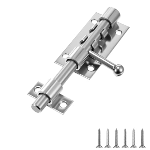 HJZHII Schieberiegel aus Edelstahl 304, robuster Schiebetorriegel, Schieberiegel mit 7 mm Vorhängeschlossloch für Holzzauntore, Schlafzimmer- und Gartentüren HJZHII Schieberiegel aus Edelstahl 304, robuster Schiebetorriegel, Schieberiegel mit 7 mm Vorhängeschlossloch für Holzzauntore, Schlafzimmer- und Gartentüren von HJZHII