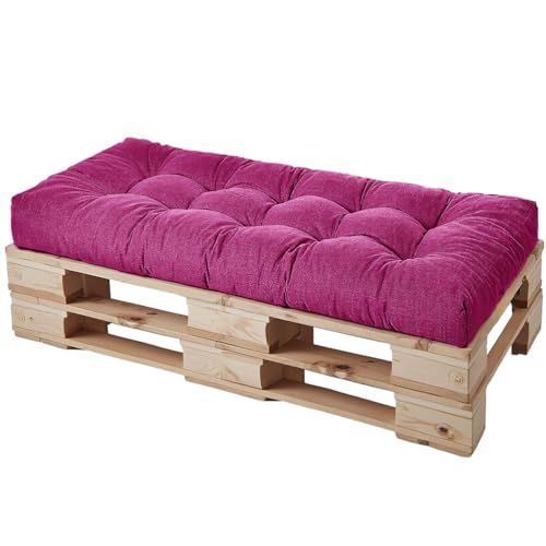HJZPWB Bankauflage Leinenstoff 8 cm Dick Bankauflage Outdoor Steppung Sitzpolster Bank Tufted-Stil Bankkissen rutschfest Bankauflagen mit HaltebäNdern Sitzauflage Bank,Rosa,190 * 50 * 8cm von HJZPWB