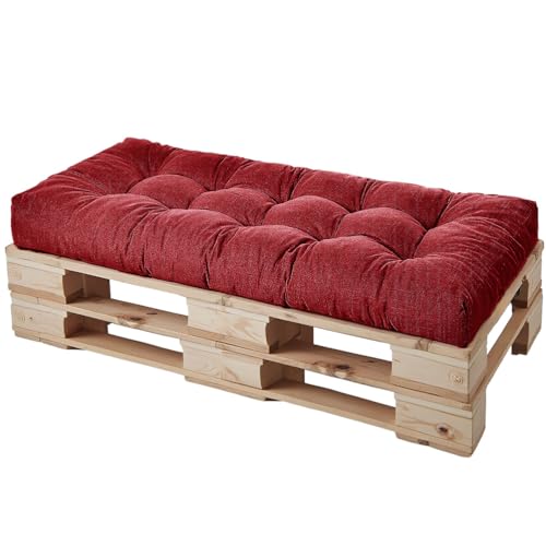 HJZPWB Bankauflage Leinenstoff 8 cm Dick Bankauflage Outdoor Steppung Sitzpolster Bank Tufted-Stil Bankkissen rutschfest Bankauflagen mit HaltebäNdern Sitzauflage Bank,Rot,200 * 40 * 8cm von HJZPWB