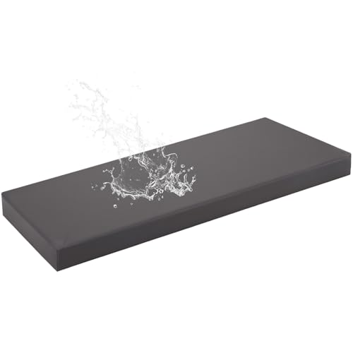 HJZPWB Bankauflage Outdoor 5 cm Dick Sitzkissen Bank Pu Leder Bankauflagen mit ReißVerschluss Gartenbank Auflage rutschfest Sitzauflage Bank Abnehmbar Sitzpolster Bank,Dark Gray,160x40x5cm von HJZPWB