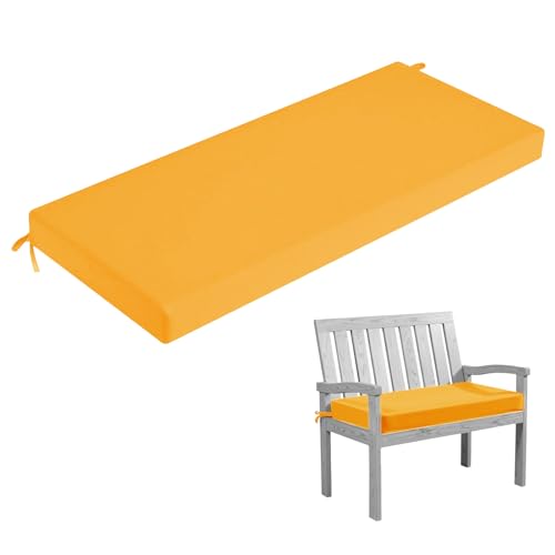 HJZPWB Bankauflage Outdoor Abnehmbare Sitzkissen Bank Waschbare Bankauflagen Gartenbank Auflage mit Rutschfester Unterseite Sitzauflage Bank Sitzpolster Bank,Gelb,90x50x3cm von HJZPWB